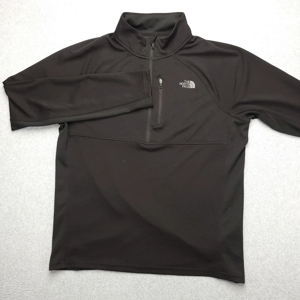 The North Face Pullover Mens Large Black 1/4 Zip Long Sleeve Hiking Top FlashDry